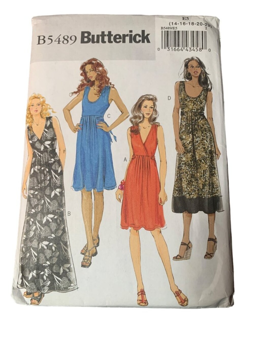 Butterick B5489 Women's Misses' Dress Sewing Pattern Size 14-16-18-20-22 2010